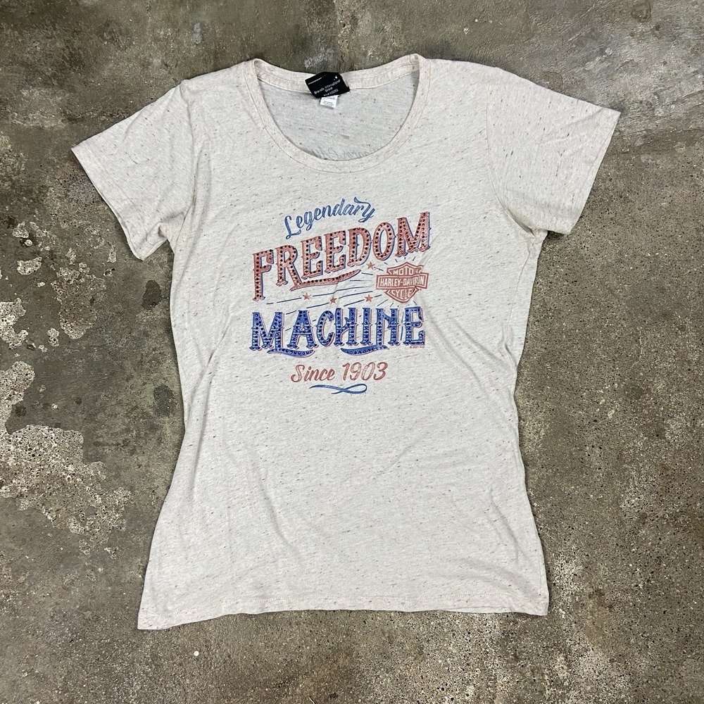 Harley Davidson Tank Top Women's Size Small Gray Freedom Machine Florida Moto